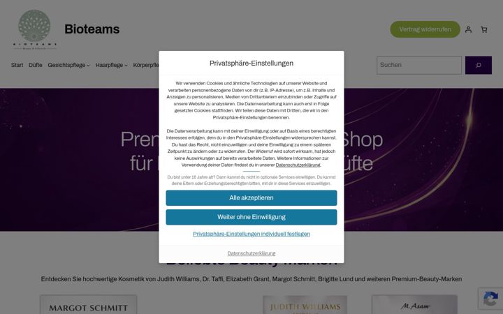 Skærmbillede af bioteams.de
