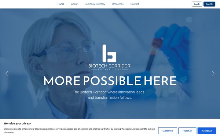 Screenshot ta' biotechcorridor.com