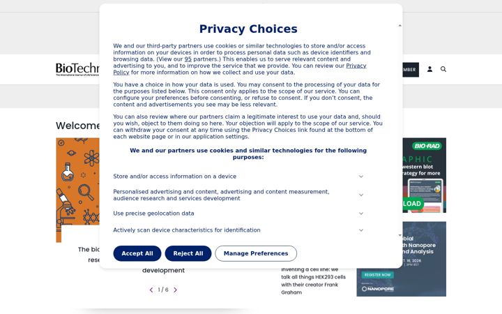 Screenshot of biotechniques.com