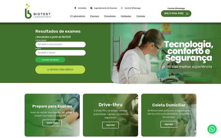 Screenshot of biotestlab.com.br
