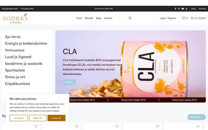 Screenshot van biothekastore.com