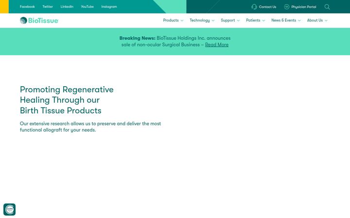 Screenshot of biotissue.com