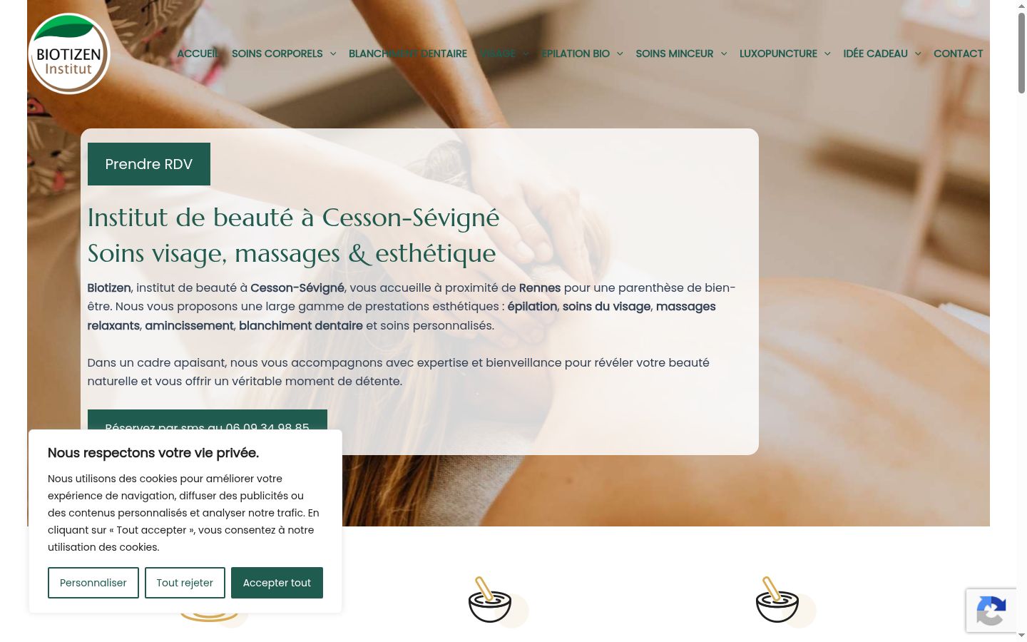 Capture d'écran de la bannière de consentement affichée avant toute interaction