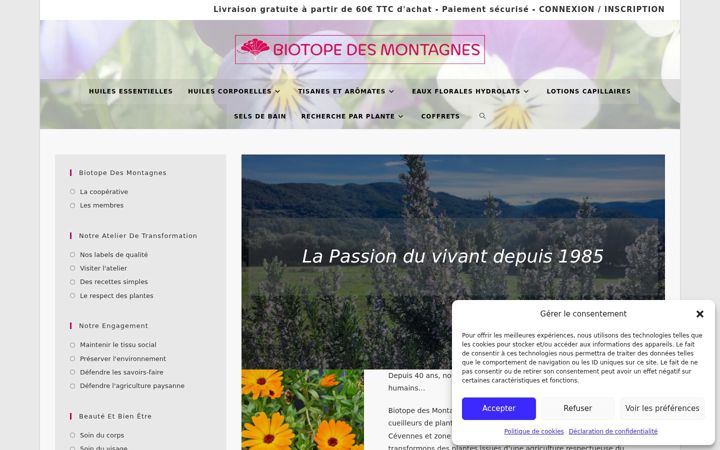 Screenshot of biotopedesmontagnes.fr