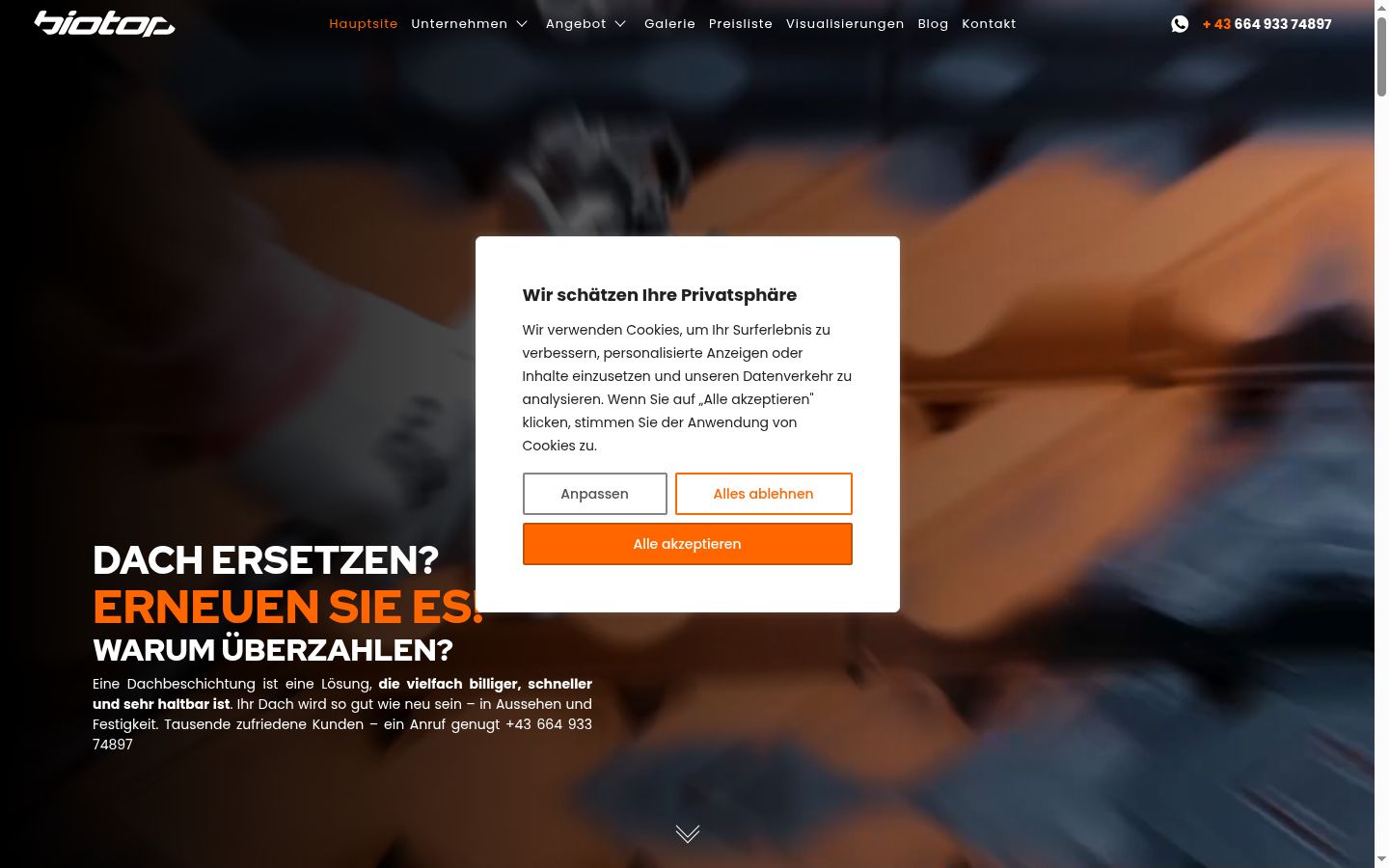 Screenshot del banner di consenso mostrato prima di qualsiasi interazione