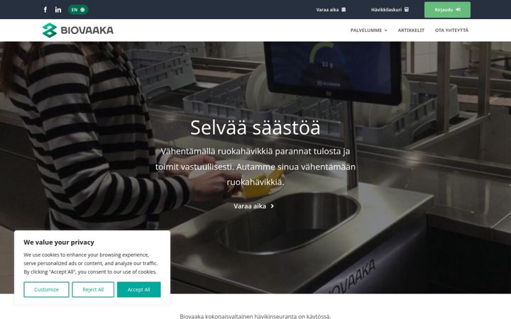 Screenshot of biovaaka.fi