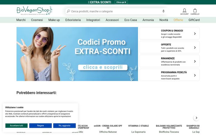 Snimka zaslona za bioveganshop.it