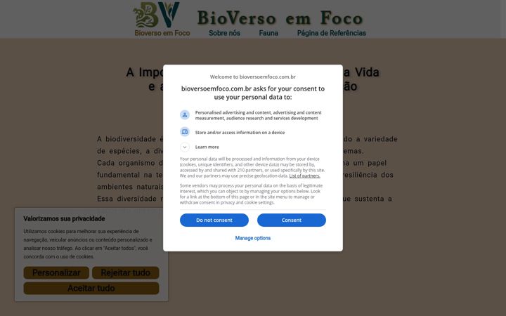 Screenshot of bioversoemfoco.com.br