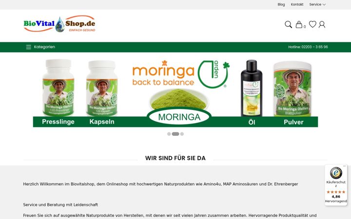 Screenshot of biovitalshop.de