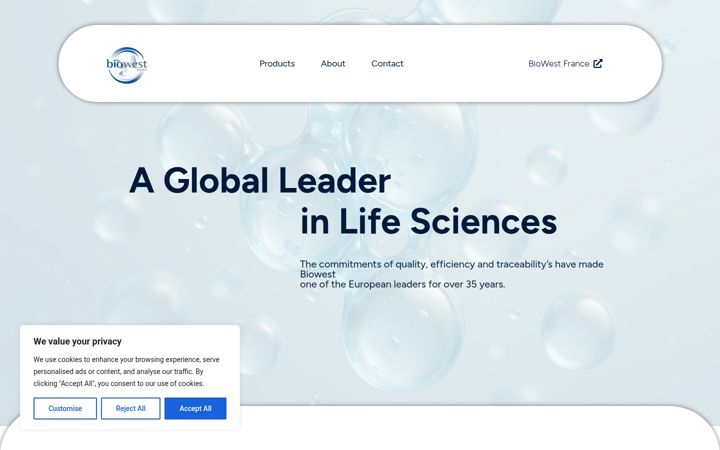 Screenshot of biowest-nordic.net