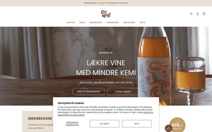 Snimka zaslona za biowine.dk
