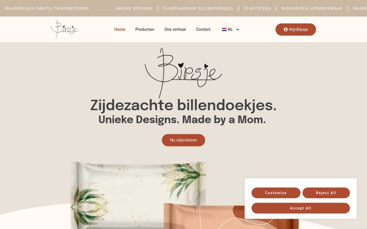Kuvakaappaus sivustosta bipsje.nl