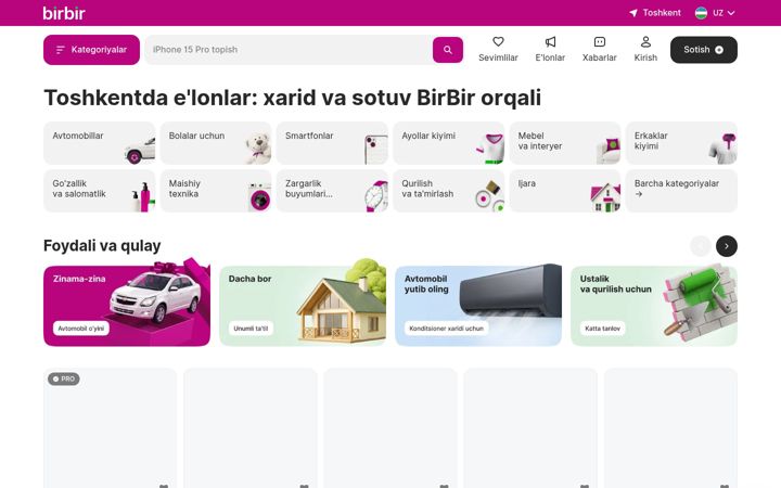 Screenshot of birbir.uz