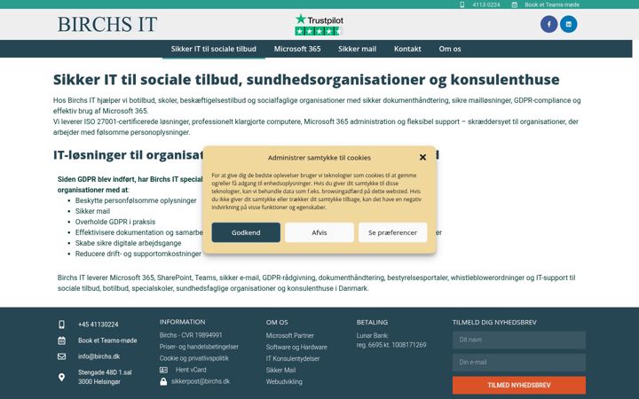 Screenshot stránky birchs.dk