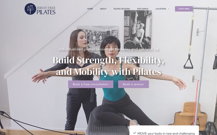 Screenshot stránky birchtreepilates.com