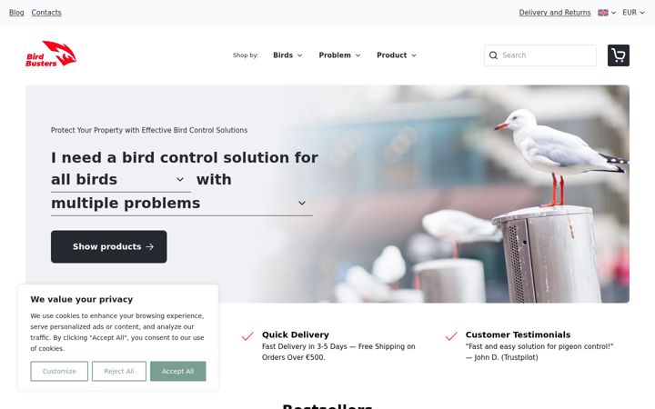 Screenshot of birdbusters.eu