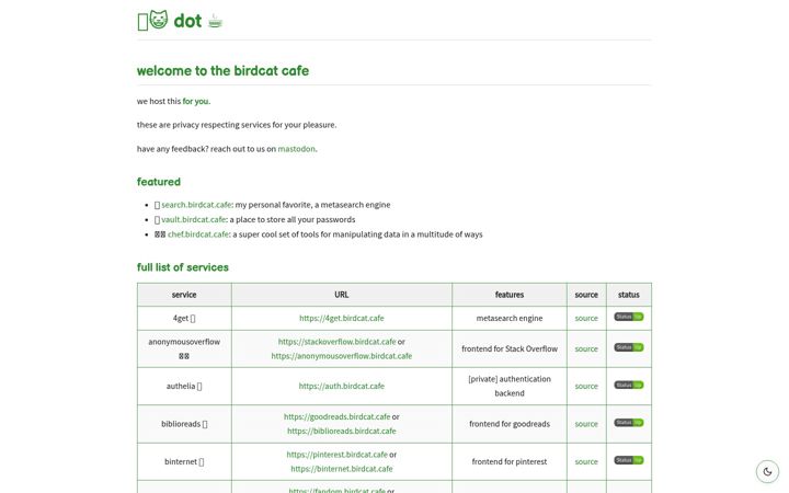 Screenshot of birdcat.cafe