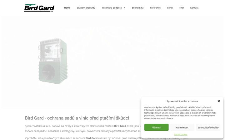 Captura de pantalla de birdgard.cz