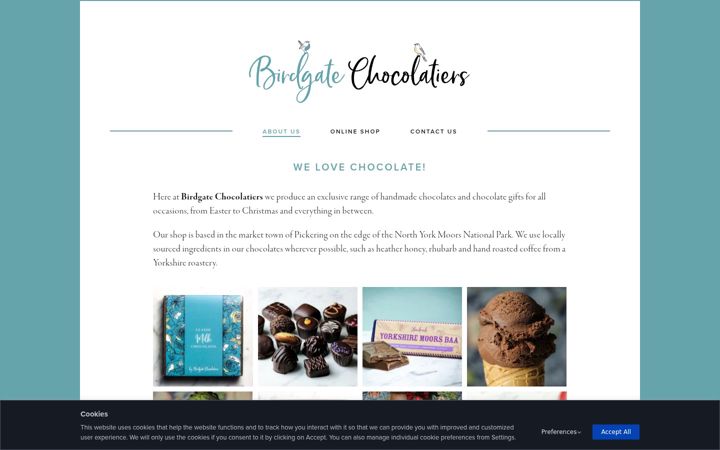 Captura de pantalla de birdgatechocolatiers.com