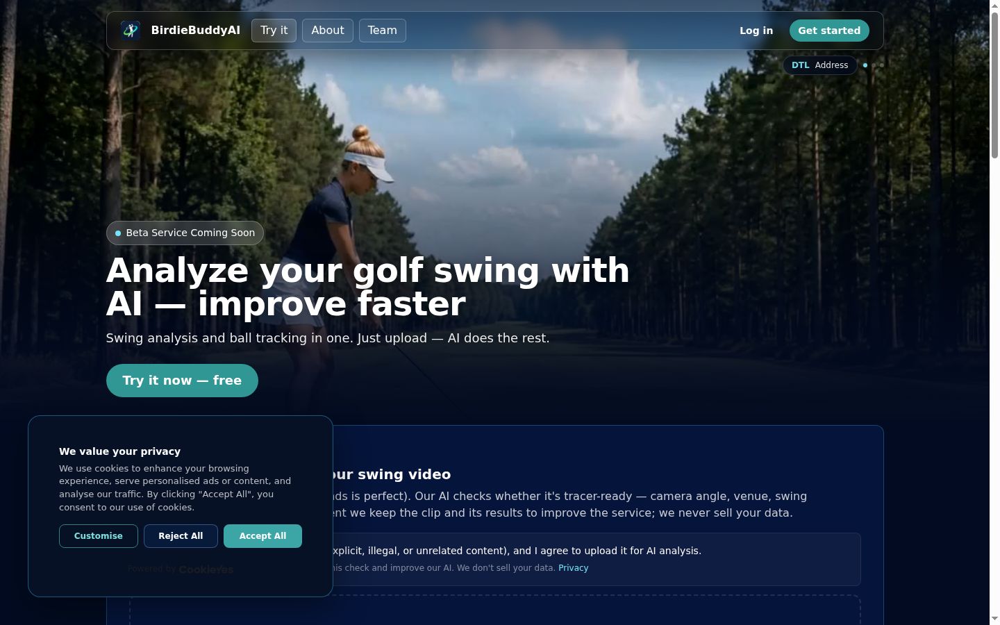 Screenshot of the consent banner shown before any interaction
