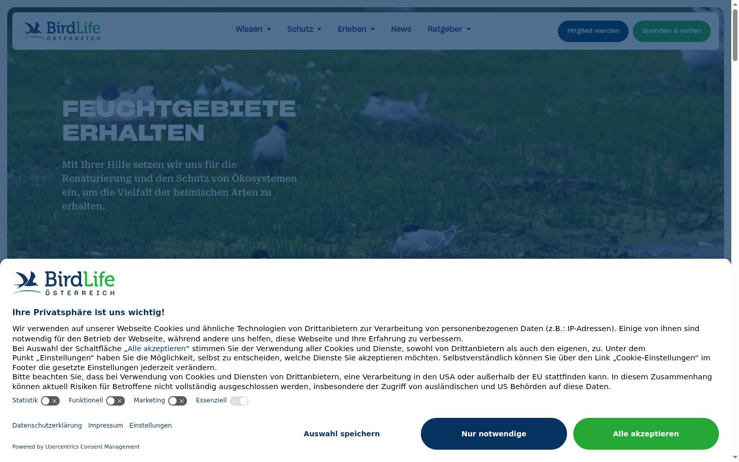 Screenshot tal-banner tal-kunsens muri qabel kwalunkwe interazzjoni