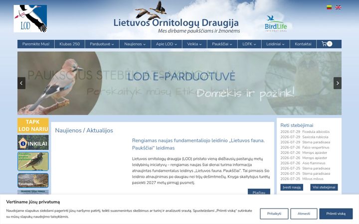 Skärmbild av birdlife.lt