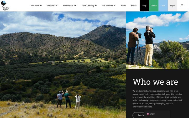 Skärmbild av birdlifecyprus.org