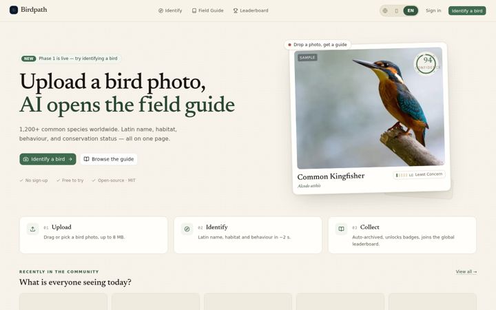 Screenshot of birdpath.info