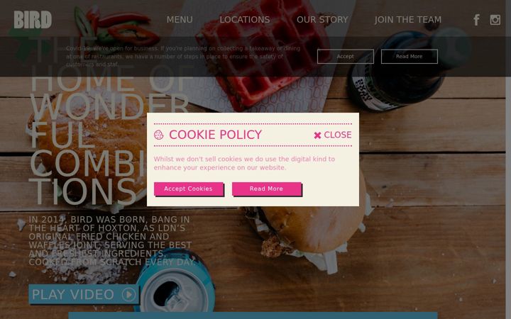Screenshot of birdrestaurants.com