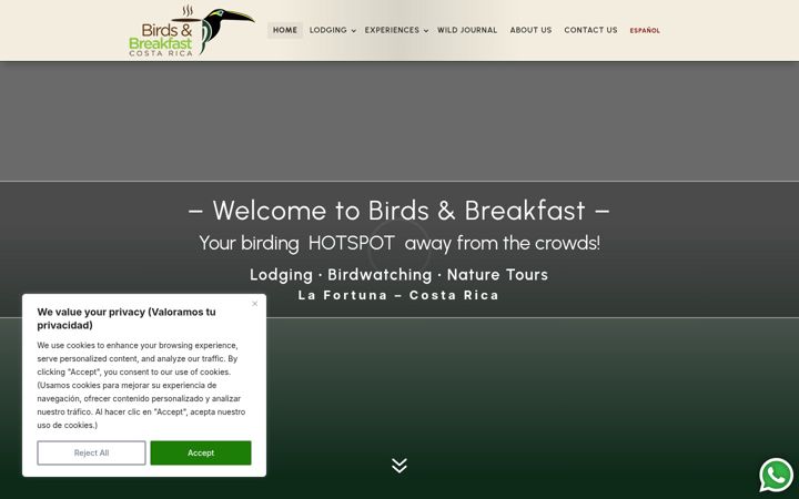 Snímek obrazovky birdsandbreakfast.com