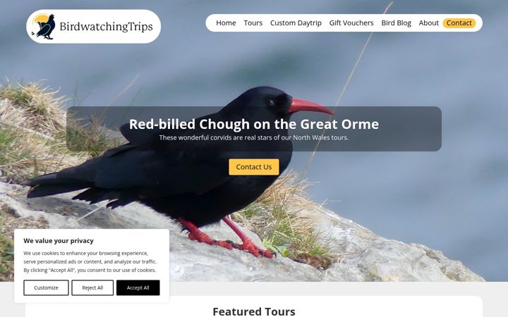 Screenshot of birdwatchingtrips.co.uk