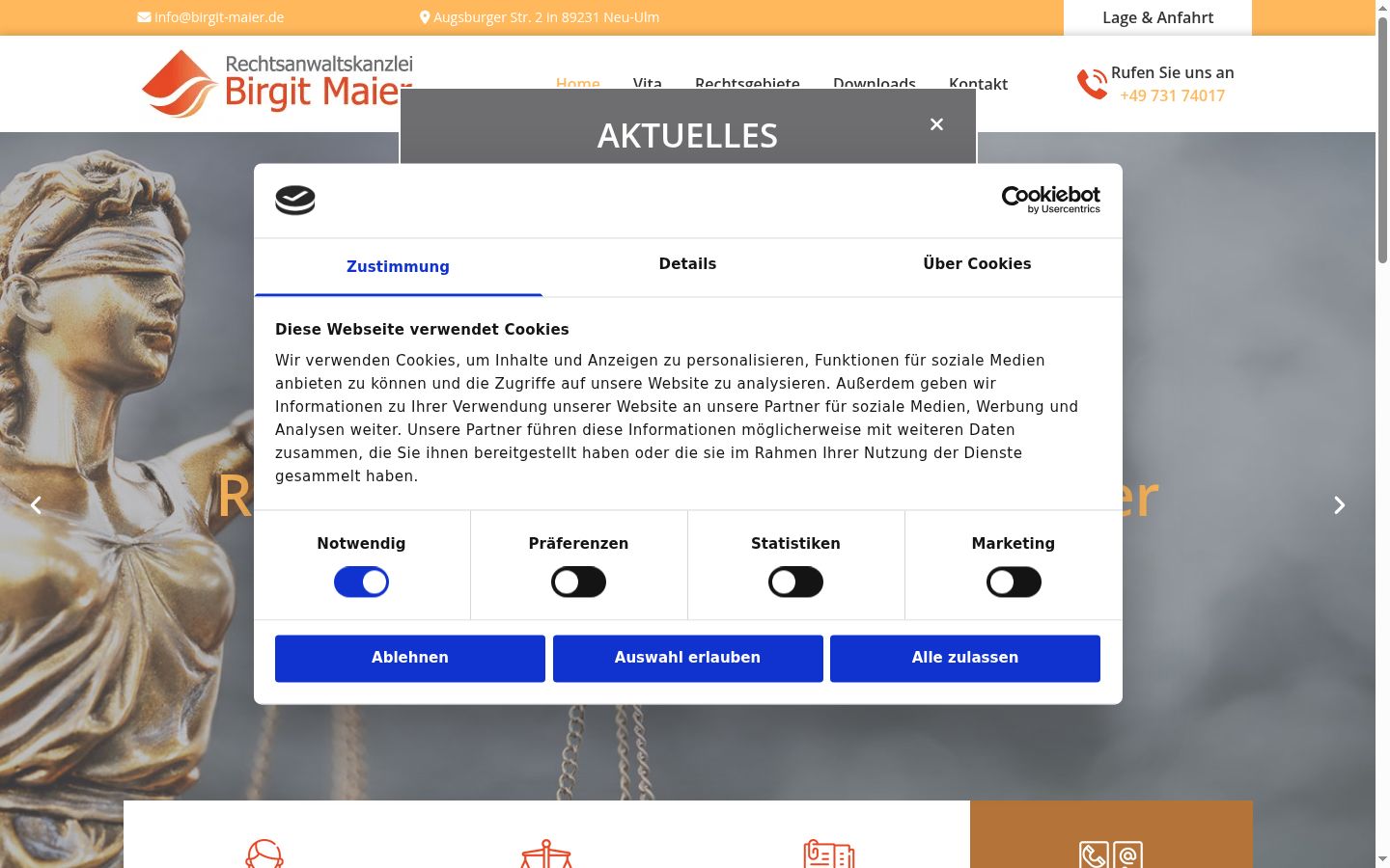 Screenshot van de toestemmingsbanner zoals getoond vóór enige interactie