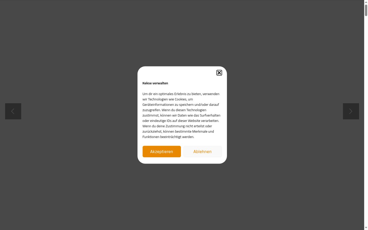 Screenshot of the consent banner shown before any interaction