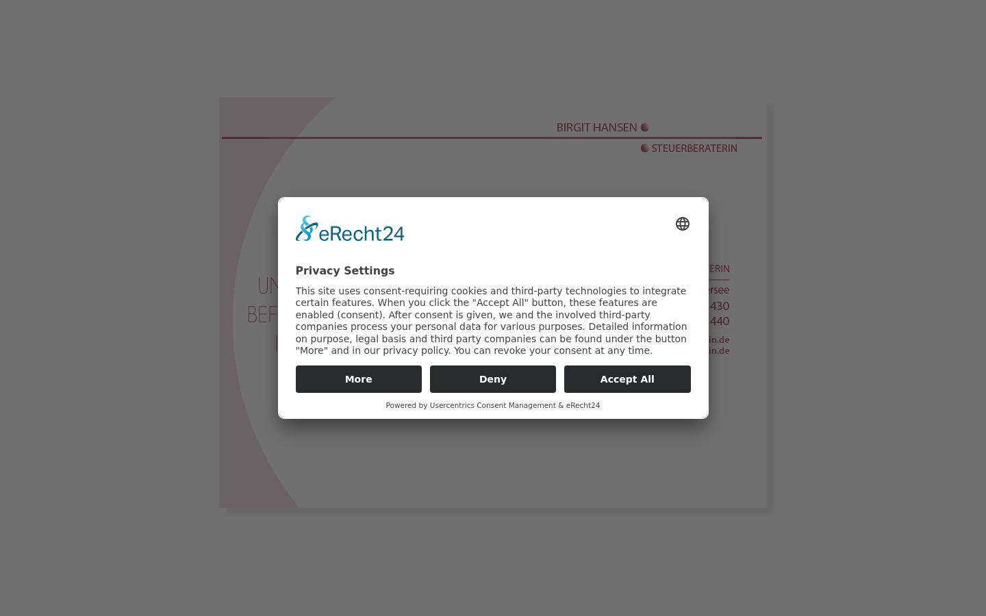 Screenshot of the consent banner shown before any interaction