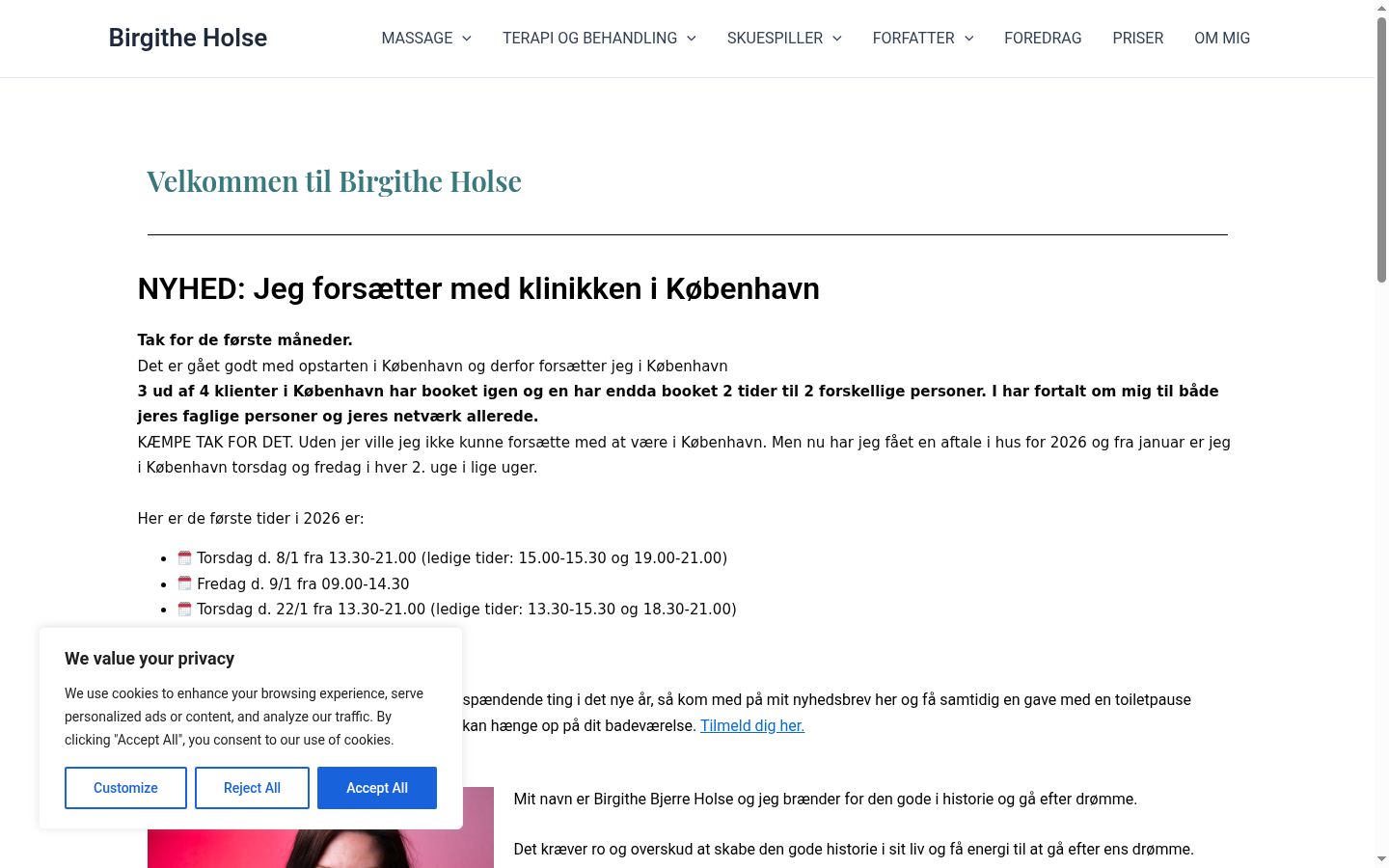 Skærmbillede af samtykkebanneret, som det blev vist før nogen interaktion