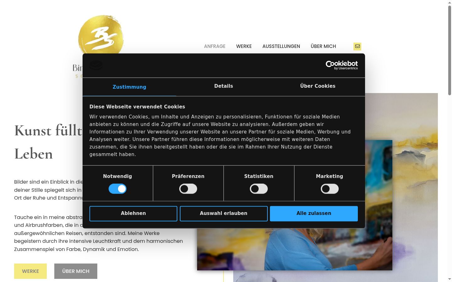 Screenshot tal-banner tal-kunsens muri qabel kwalunkwe interazzjoni
