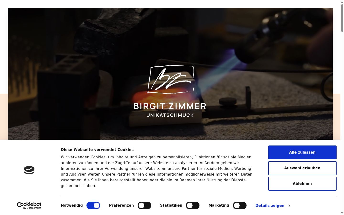 Screenshot des Einwilligungsbanners vor jeglicher Interaktion