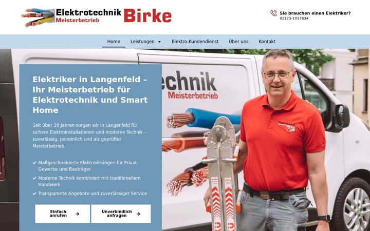 Skærmbillede af birke-elektrotechnik.de