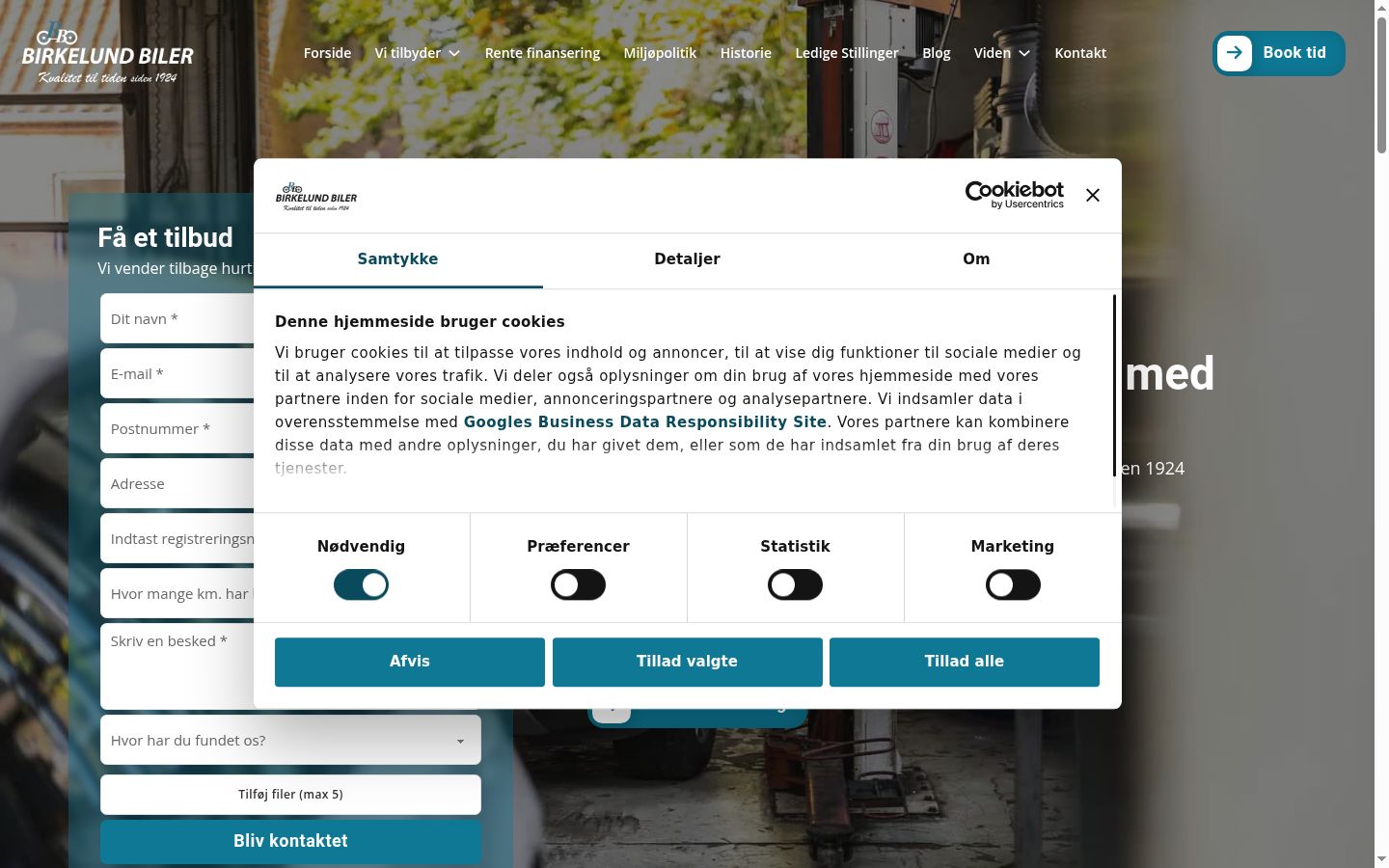 Screenshot del banner di consenso mostrato prima di qualsiasi interazione