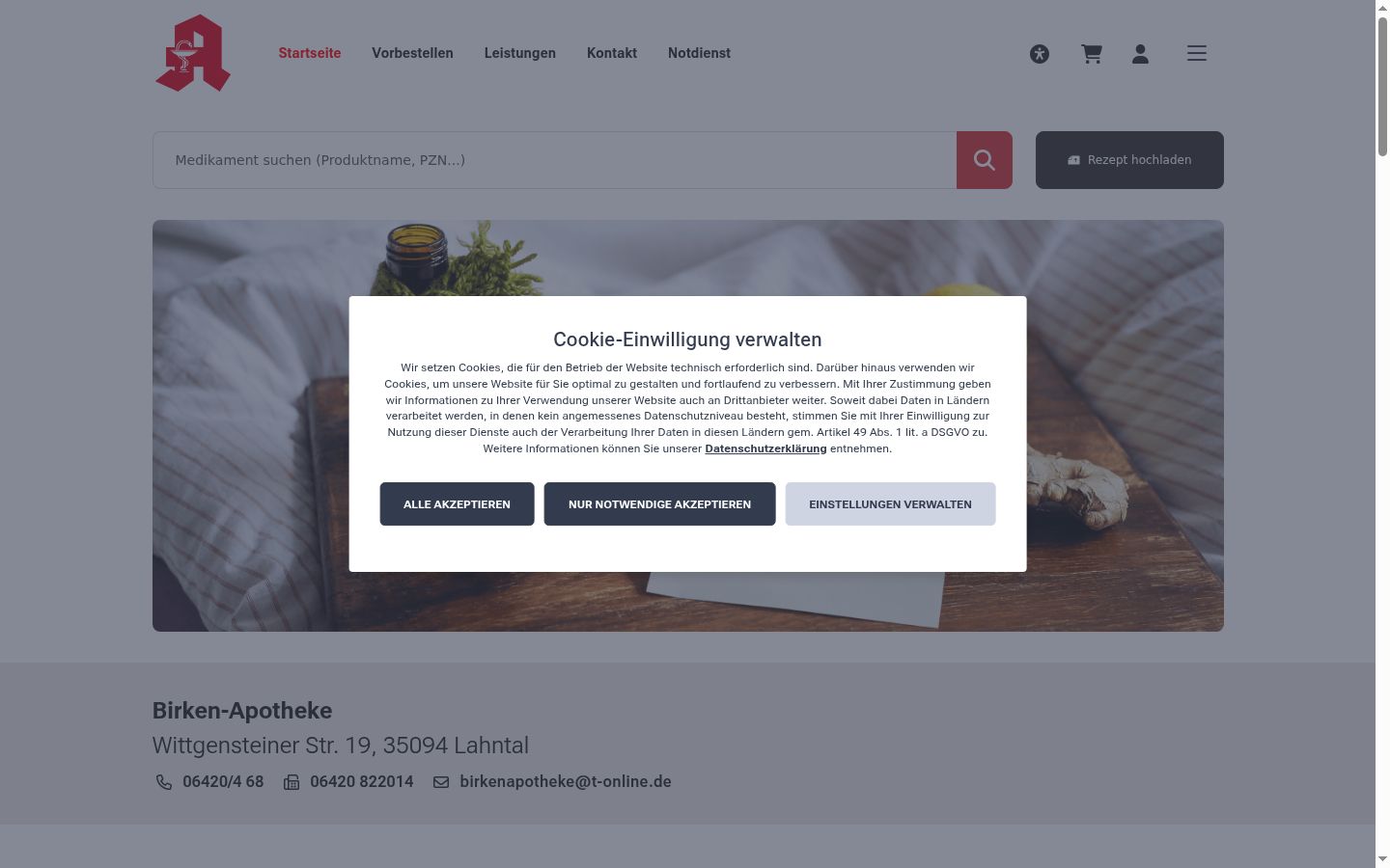 Screenshot of the consent banner shown before any interaction