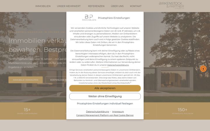 Posnetek zaslona birkenstock-immobilien.de