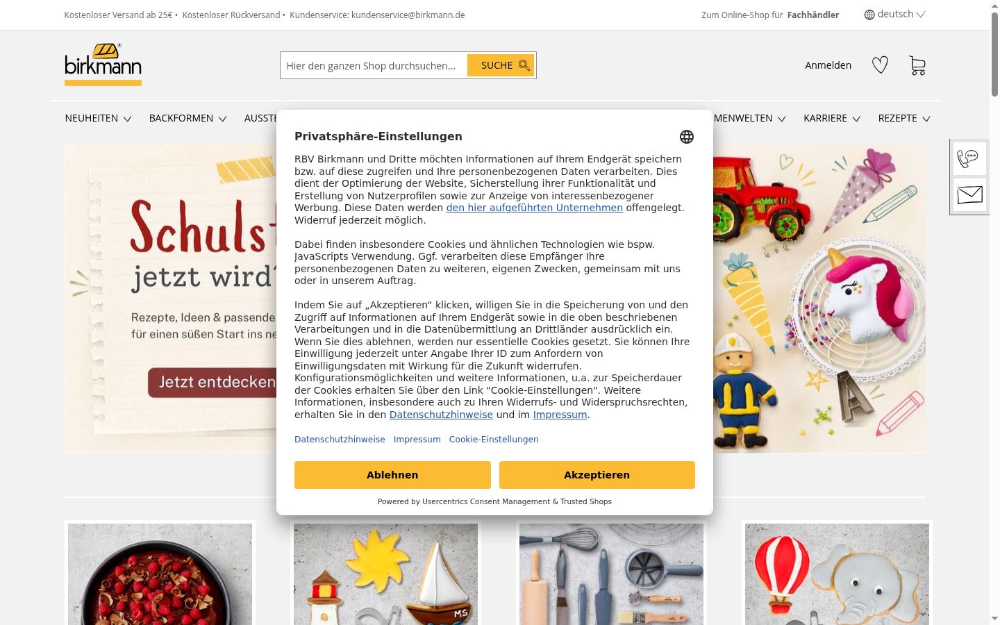 Zrzut ekranu banera zgody wyświetlanego przed jakąkolwiek interakcją