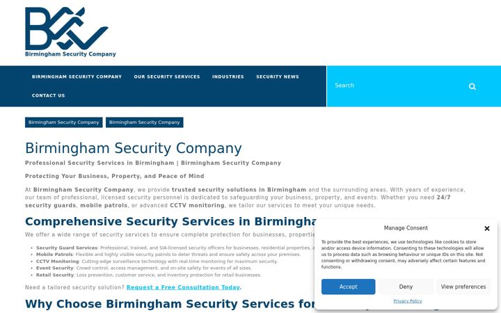 Ekraanipilt saidist birmingham-security.co.uk