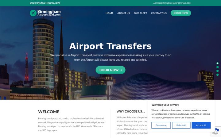 Screenshot of birminghamairportstaxi.com