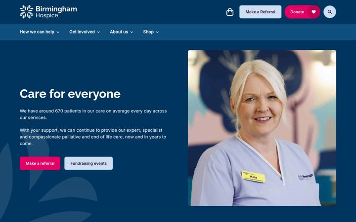 Captura de pantalla de birminghamhospice.org.uk