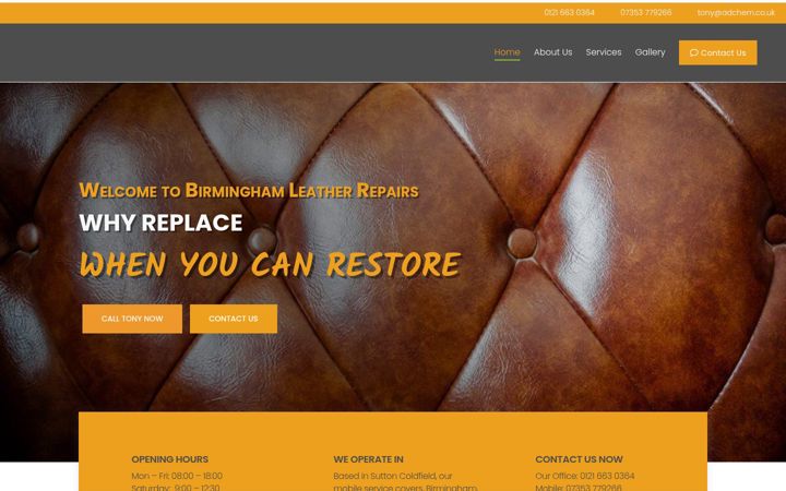 Screenshot of birminghamleatherrepairs.co.uk