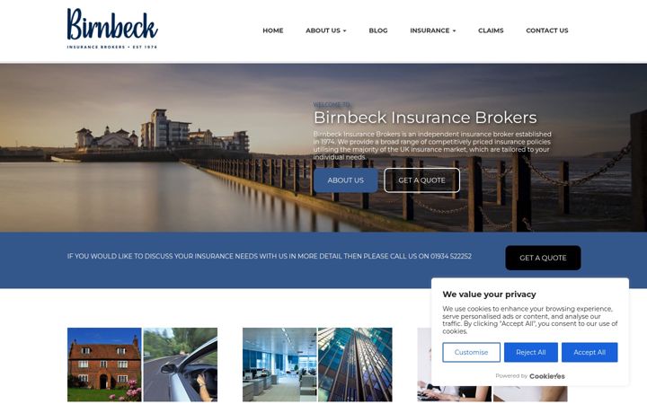 Screenshot of birnbeckinsurance.co.uk