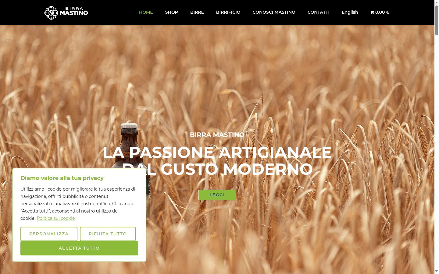 Screenshot del banner di consenso mostrato prima di qualsiasi interazione