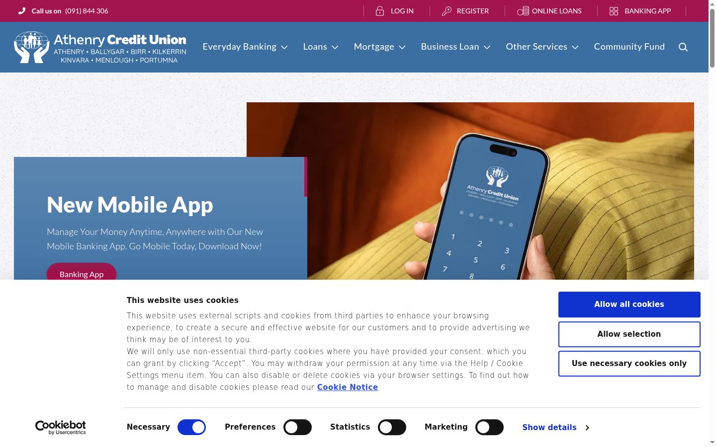 Screenshot del banner di consenso mostrato prima di qualsiasi interazione