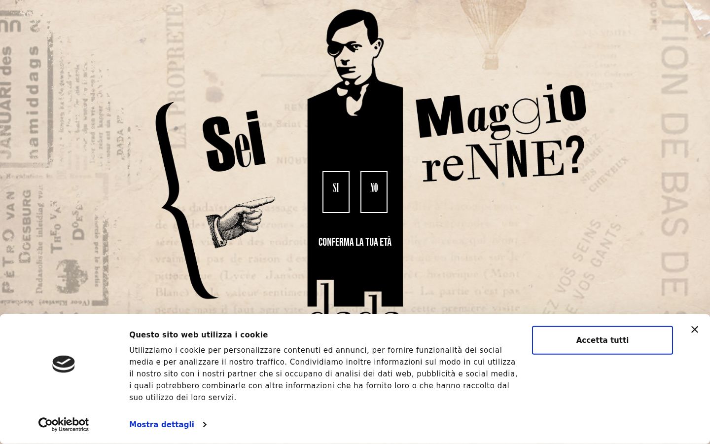 Screenshot del banner di consenso mostrato prima di qualsiasi interazione